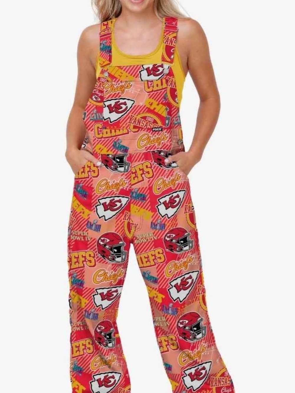 Kansas City Chiefs NFL historic logo bib overalls sz M *new*